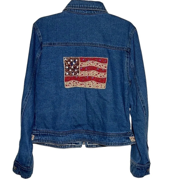 Agapo Denim VintageAmericana Floral Embroidered Jean Jacket. Mixed Media SzM - Picture 6 of 8